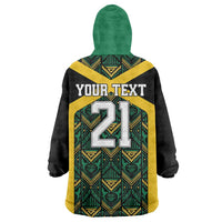 Jamaica Football Custom Wearable Blanket Hoodie Black Ethnic Motifs - Wonder Print Shop