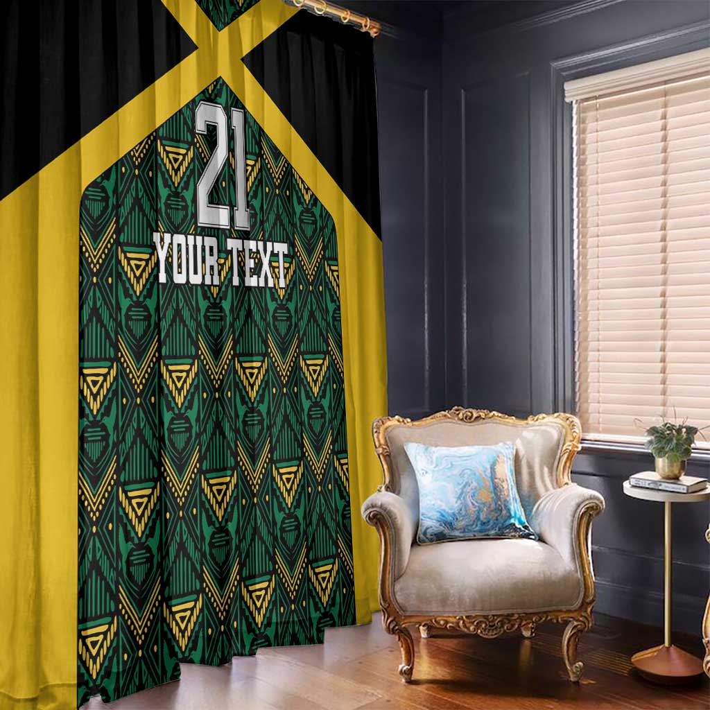 Jamaica Football Custom Window Curtain Black Ethnic Motifs - Wonder Print Shop
