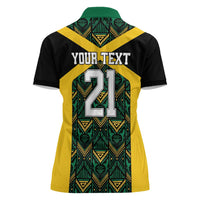 Jamaica Football Custom Women Polo Shirt Black Ethnic Motifs - Wonder Print Shop