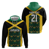 Jamaica Football Custom Zip Hoodie Black Ethnic Motifs - Wonder Print Shop