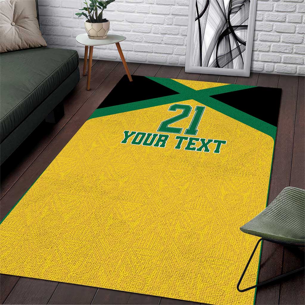 Jamaica Football Custom Area Rug Gold Ethnic Motifs LT9 - Wonder Print Shop