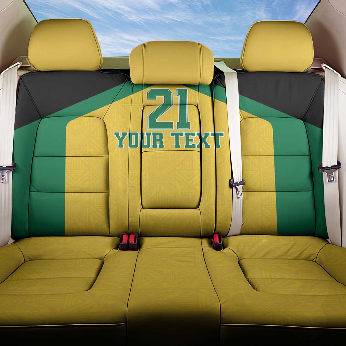 Jamaica Football Custom Back Car Seat Cover Gold Ethnic Motifs LT9 - Wonder Print Shop