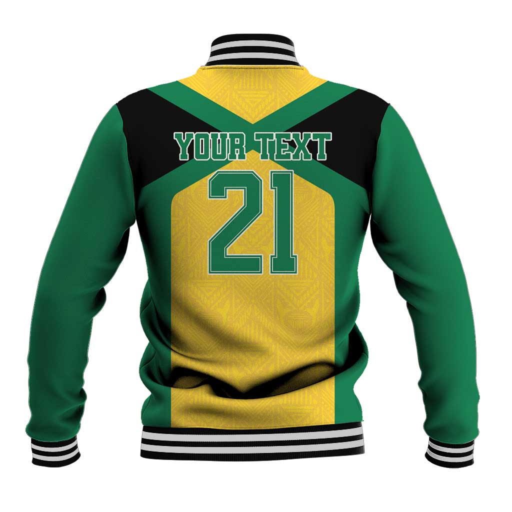 Jamaica Football Custom Baseball Jacket Gold Ethnic Motifs LT9 - Wonder Print Shop
