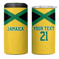 Jamaica Football Custom 4 in 1 Can Cooler Tumbler Gold Ethnic Motifs LT9 - Wonder Print Shop