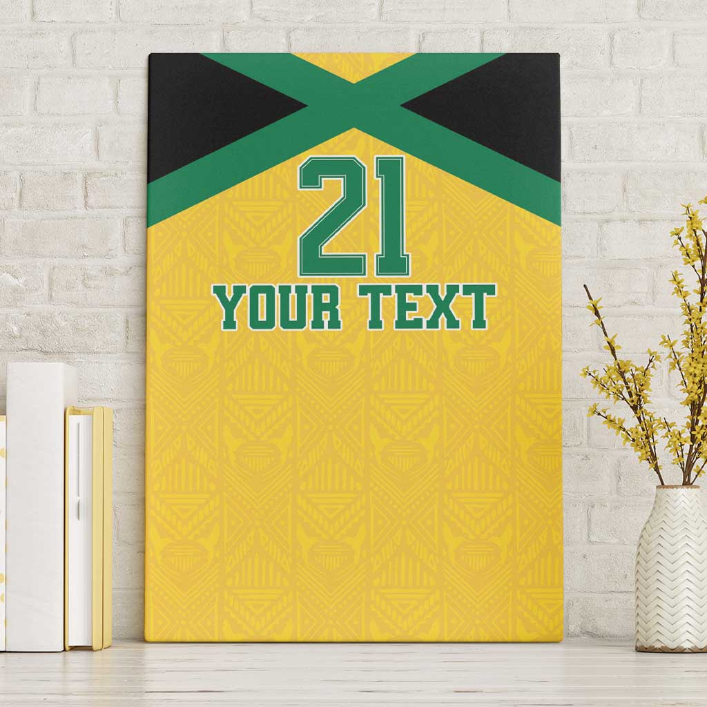 Jamaica Football Custom Canvas Wall Art Gold Ethnic Motifs LT9 - Wonder Print Shop