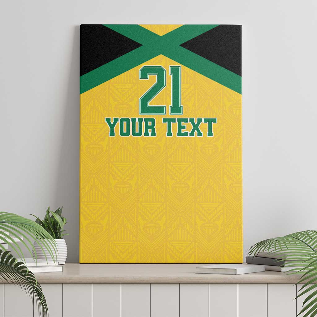 Jamaica Football Custom Canvas Wall Art Gold Ethnic Motifs LT9 - Wonder Print Shop