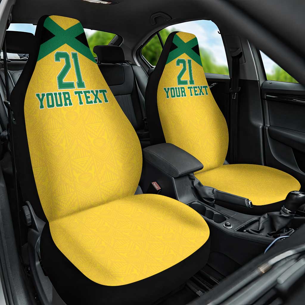 Jamaica Football Custom Car Seat Cover Gold Ethnic Motifs LT9 - Wonder Print Shop
