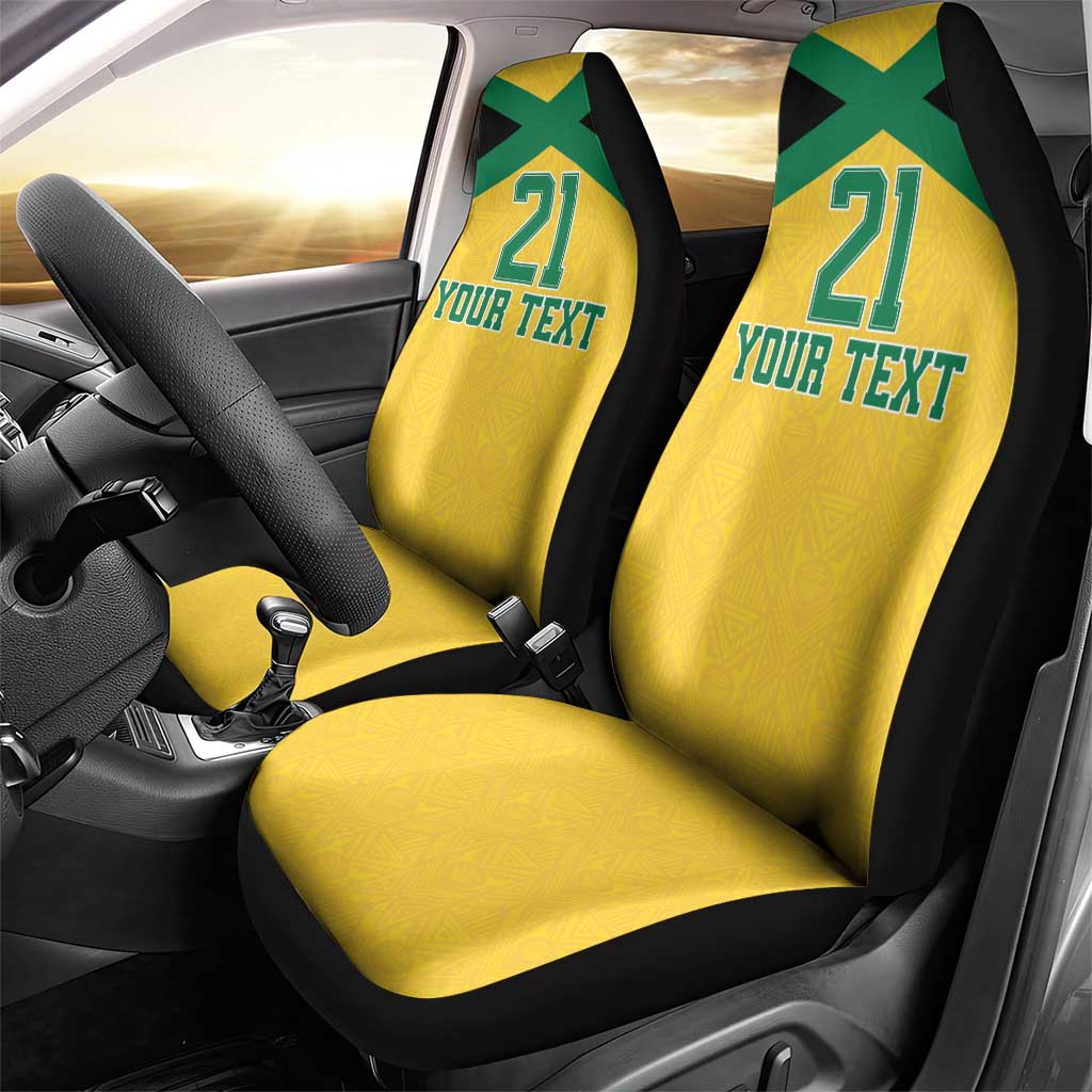 Jamaica Football Custom Car Seat Cover Gold Ethnic Motifs LT9 - Wonder Print Shop