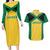 Jamaica Football Custom Couples Matching Long Sleeve Bodycon Dress and Hawaiian Shirt Gold Ethnic Motifs LT9 - Wonder Print Shop