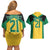 Jamaica Football Custom Couples Matching Off Shoulder Short Dress and Hawaiian Shirt Gold Ethnic Motifs LT9 - Wonder Print Shop