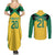 Jamaica Football Custom Couples Matching Summer Maxi Dress and Long Sleeve Button Shirt Gold Ethnic Motifs LT9 - Wonder Print Shop