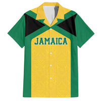 Jamaica Football Custom Family Matching Long Sleeve Bodycon Dress and Hawaiian Shirt Gold Ethnic Motifs LT9 - Wonder Print Shop