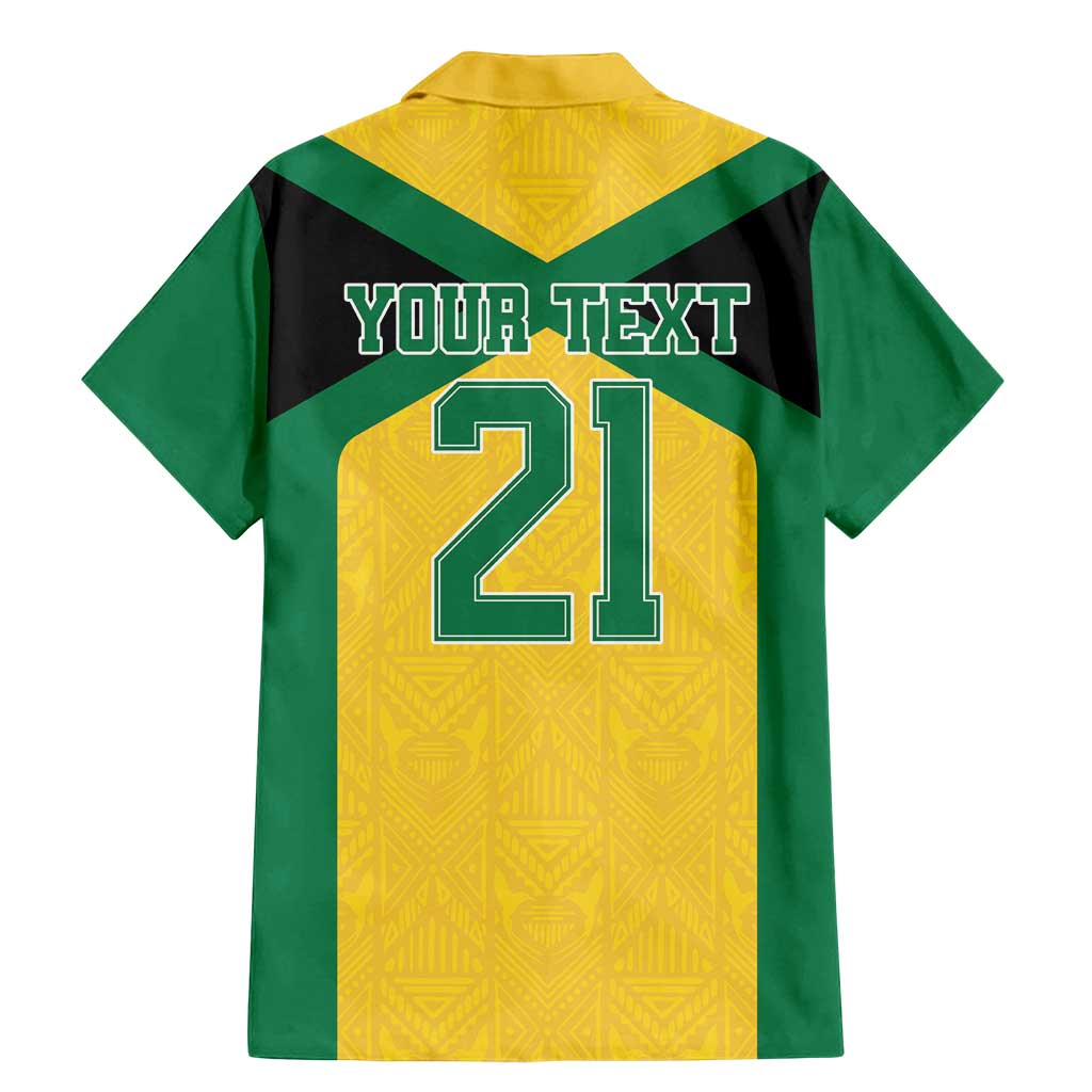 Jamaica Football Custom Family Matching Mermaid Dress and Hawaiian Shirt Gold Ethnic Motifs LT9 - Wonder Print Shop