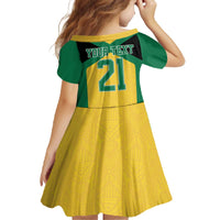 Jamaica Football Custom Family Matching Off The Shoulder Long Sleeve Dress and Hawaiian Shirt Gold Ethnic Motifs - Wonder Print Shop