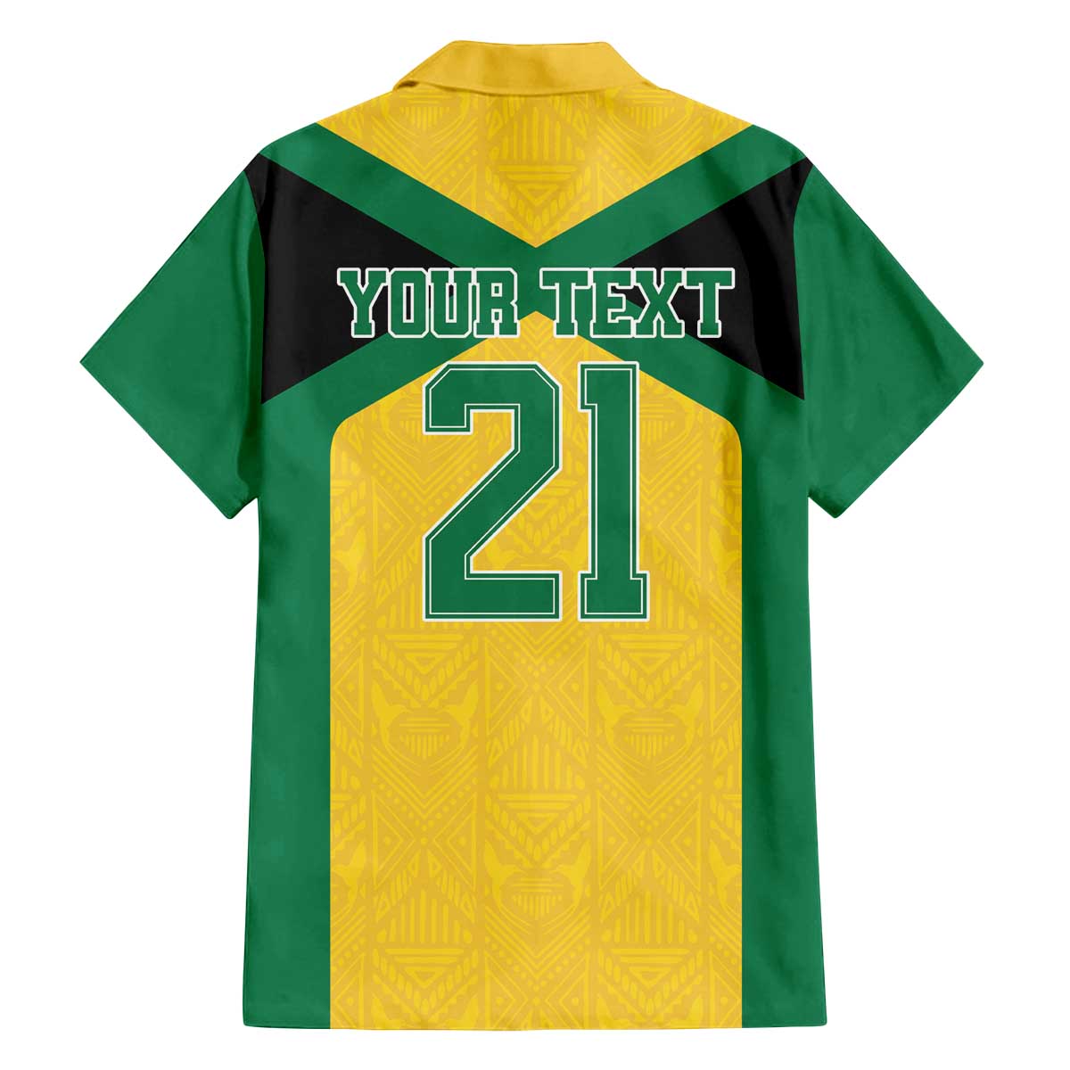 Jamaica Football Custom Family Matching Off The Shoulder Long Sleeve Dress and Hawaiian Shirt Gold Ethnic Motifs - Wonder Print Shop