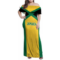 Jamaica Football Custom Family Matching Off Shoulder Maxi Dress and Hawaiian Shirt Gold Ethnic Motifs LT9 - Wonder Print Shop