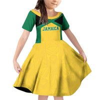 Jamaica Football Custom Family Matching Off Shoulder Short Dress and Hawaiian Shirt Gold Ethnic Motifs LT9 - Wonder Print Shop