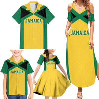 Jamaica Football Custom Family Matching Summer Maxi Dress and Hawaiian Shirt Gold Ethnic Motifs - Wonder Print Shop