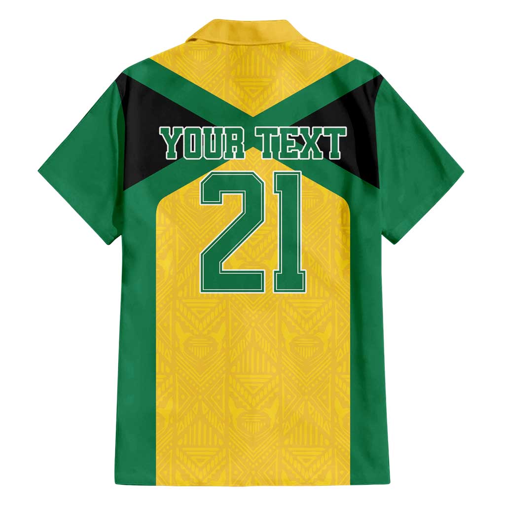 Jamaica Football Custom Family Matching Tank Maxi Dress and Hawaiian Shirt Gold Ethnic Motifs - Wonder Print Shop