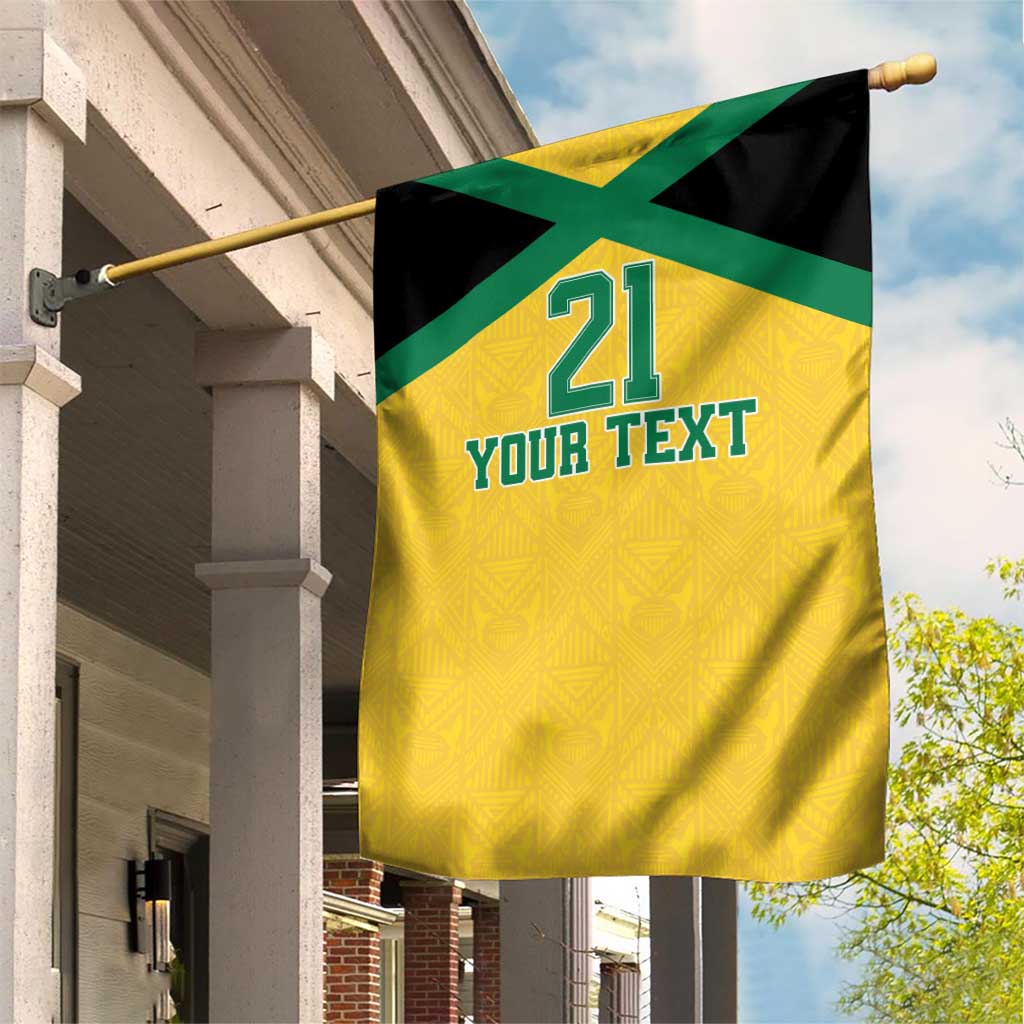 Jamaica Football Custom Garden Flag Gold Ethnic Motifs - Wonder Print Shop