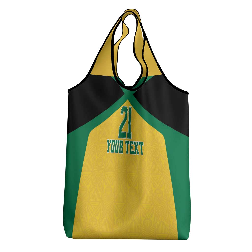 Jamaica Football Custom Grocery Bag Gold Ethnic Motifs