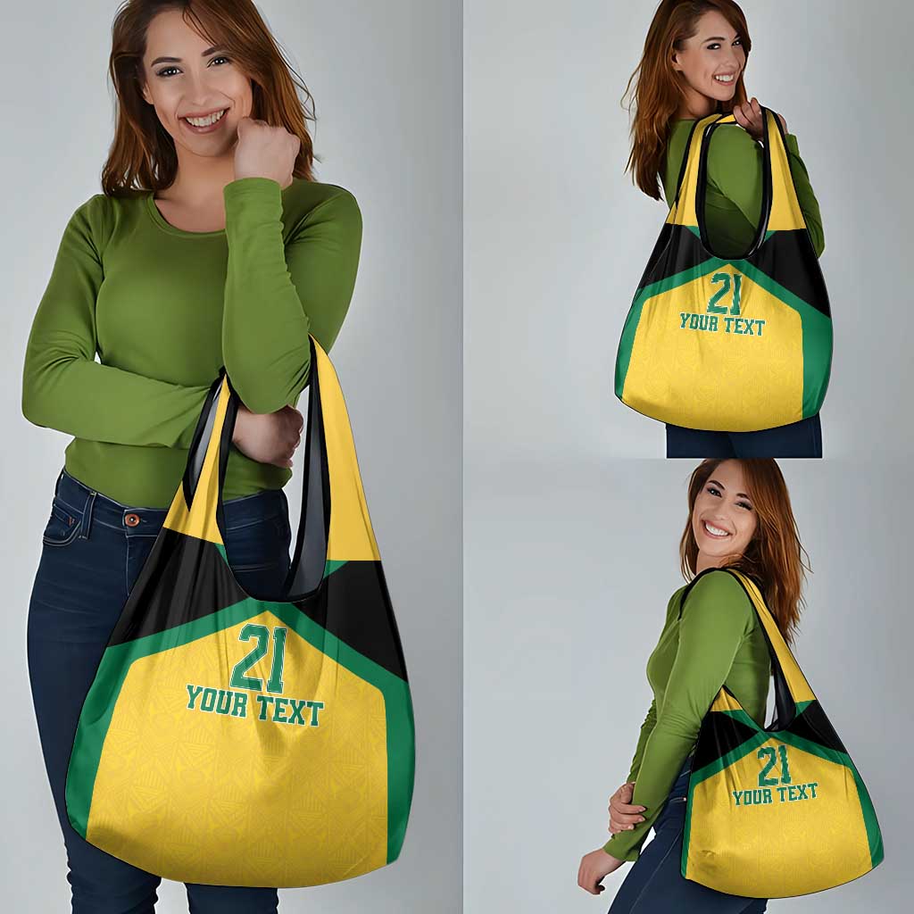 Jamaica Football Custom Grocery Bag Gold Ethnic Motifs