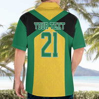 Jamaica Football Custom Hawaiian Shirt Gold Ethnic Motifs - Wonder Print Shop