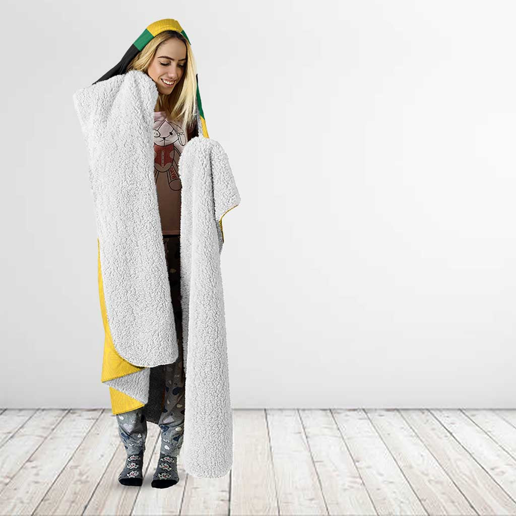 Jamaica Football Custom Hooded Blanket Gold Ethnic Motifs
