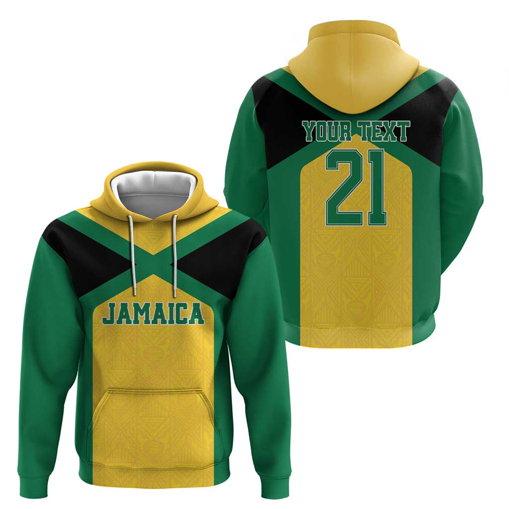 Jamaica Football Custom Hoodie Gold Ethnic Motifs - Wonder Print Shop