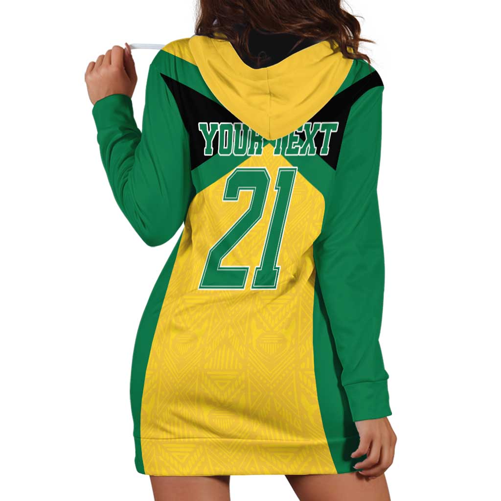 Jamaica Football Custom Hoodie Dress Gold Ethnic Motifs - Wonder Print Shop