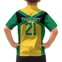 Jamaica Football Custom Kid Hawaiian Shirt Gold Ethnic Motifs - Wonder Print Shop
