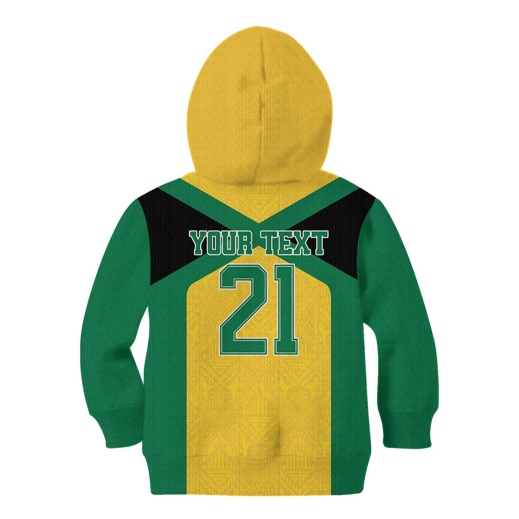 Jamaica Football Custom Kid Hoodie Gold Ethnic Motifs - Wonder Print Shop
