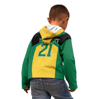 Jamaica Football Custom Kid Hoodie Gold Ethnic Motifs - Wonder Print Shop