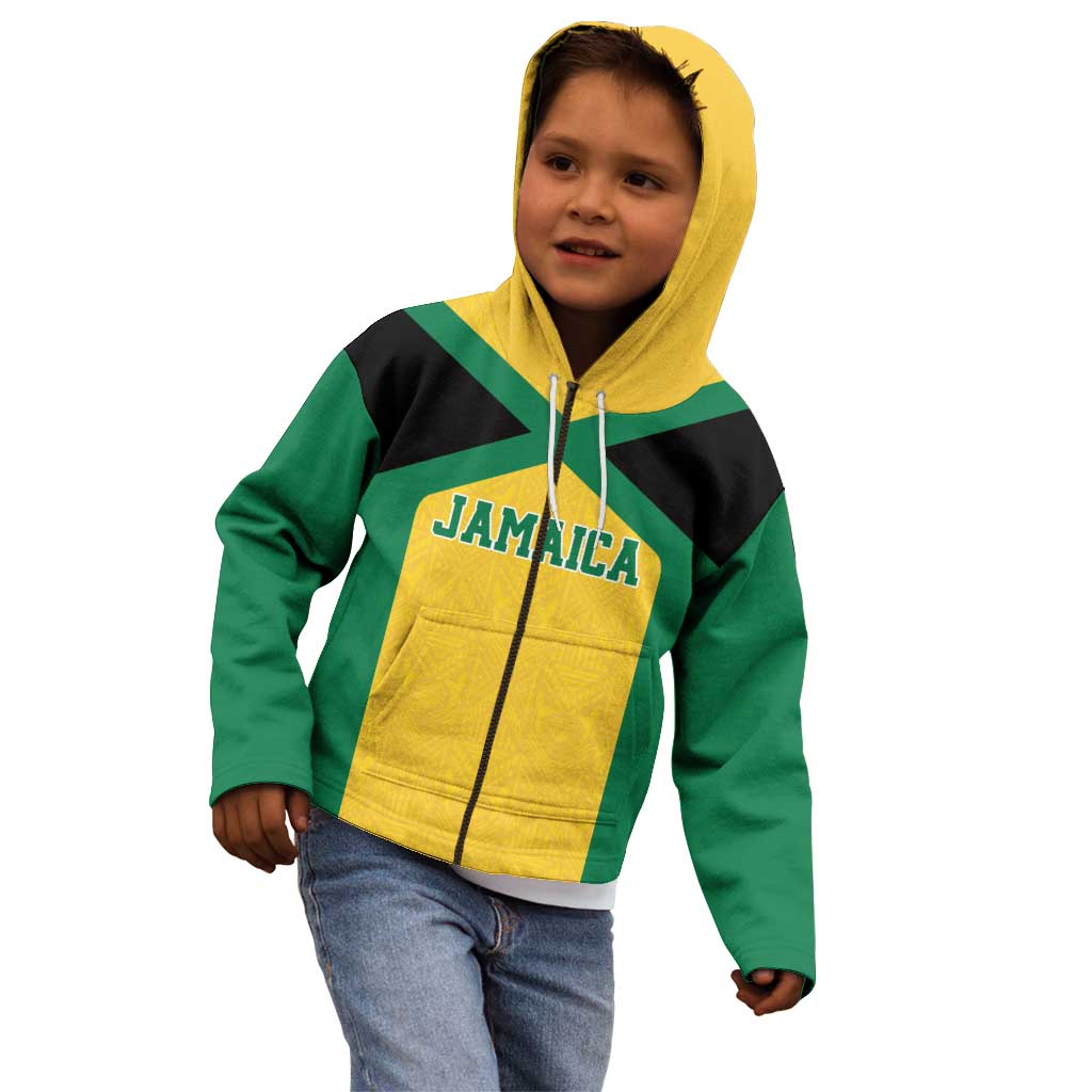 Jamaica Football Custom Kid Hoodie Gold Ethnic Motifs - Wonder Print Shop