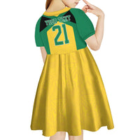 Jamaica Football Custom Kid Short Sleeve Dress Gold Ethnic Motifs - Wonder Print Shop