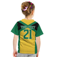 Jamaica Football Custom Kid T Shirt Gold Ethnic Motifs - Wonder Print Shop