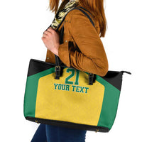 Jamaica Football Custom Leather Tote Bag Gold Ethnic Motifs - Wonder Print Shop