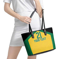 Jamaica Football Custom Leather Tote Bag Gold Ethnic Motifs - Wonder Print Shop