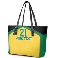 Jamaica Football Custom Leather Tote Bag Gold Ethnic Motifs - Wonder Print Shop