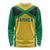 Jamaica Football Custom Long Sleeve Shirt Gold Ethnic Motifs - Wonder Print Shop