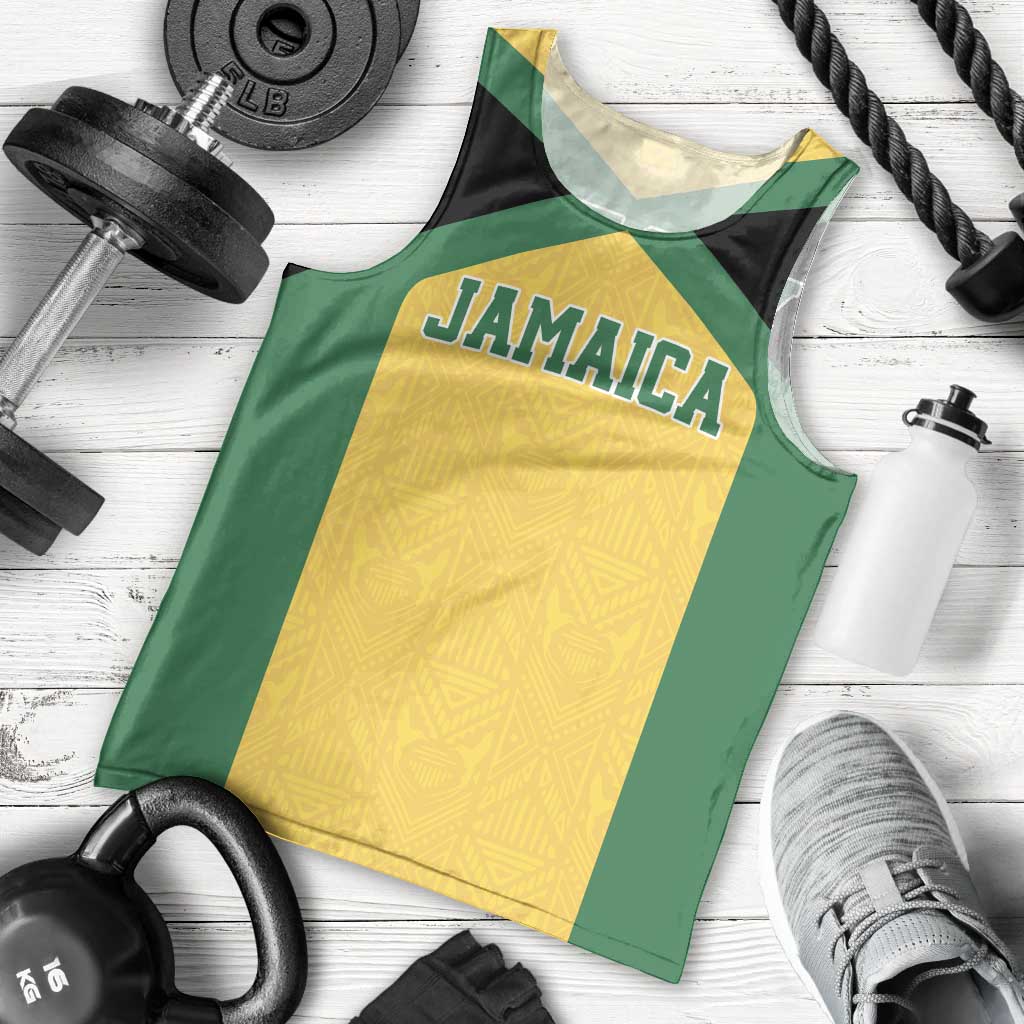 Jamaica Football Custom Men Tank Top Gold Ethnic Motifs - Wonder Print Shop