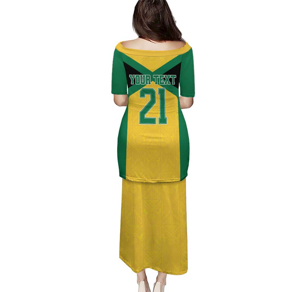 Jamaica Football Custom Puletasi Gold Ethnic Motifs - Wonder Print Shop