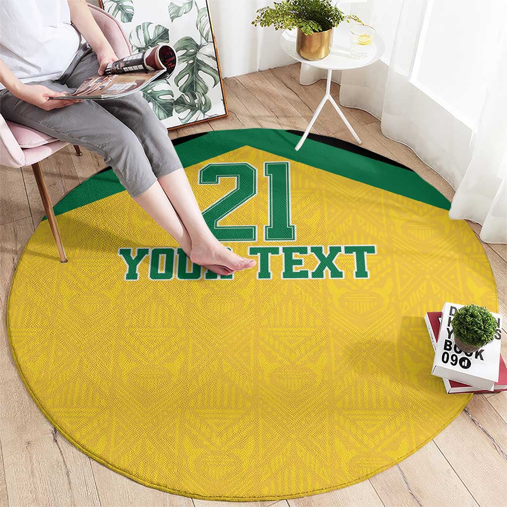 Jamaica Football Custom Round Carpet Gold Ethnic Motifs