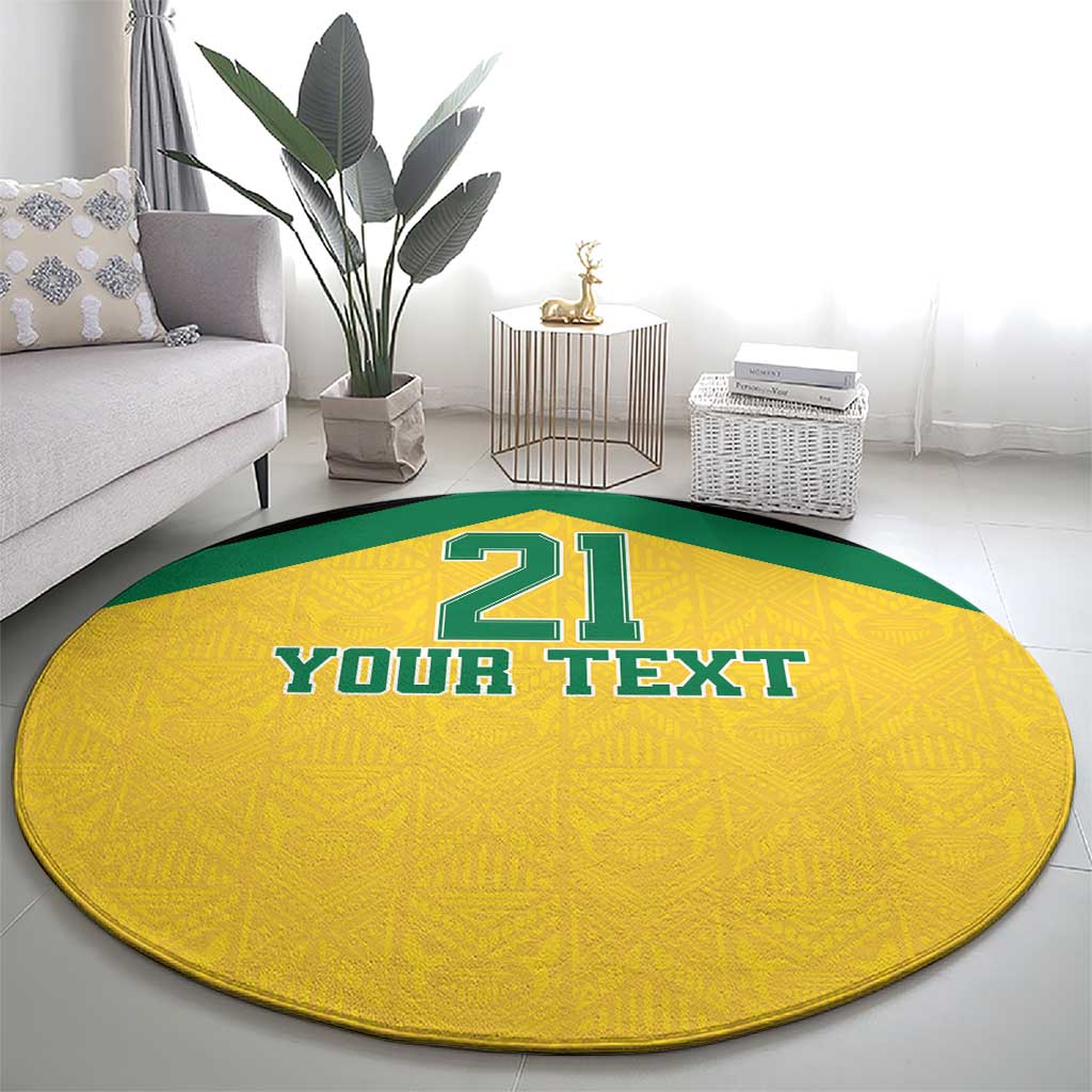 Jamaica Football Custom Round Carpet Gold Ethnic Motifs