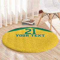 Jamaica Football Custom Round Carpet Gold Ethnic Motifs