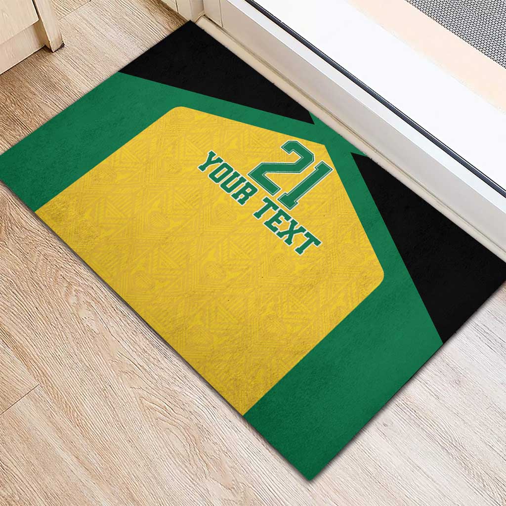 Jamaica Football Custom Rubber Doormat Gold Ethnic Motifs - Wonder Print Shop