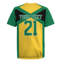 Jamaica Football Custom Rugby Jersey Gold Ethnic Motifs - Wonder Print Shop