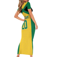 Jamaica Football Custom Short Sleeve Bodycon Dress Gold Ethnic Motifs - Wonder Print Shop