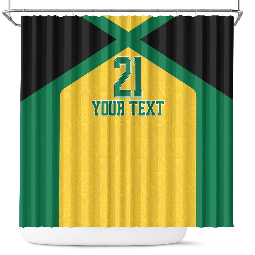 Jamaica Football Custom Shower Curtain Gold Ethnic Motifs