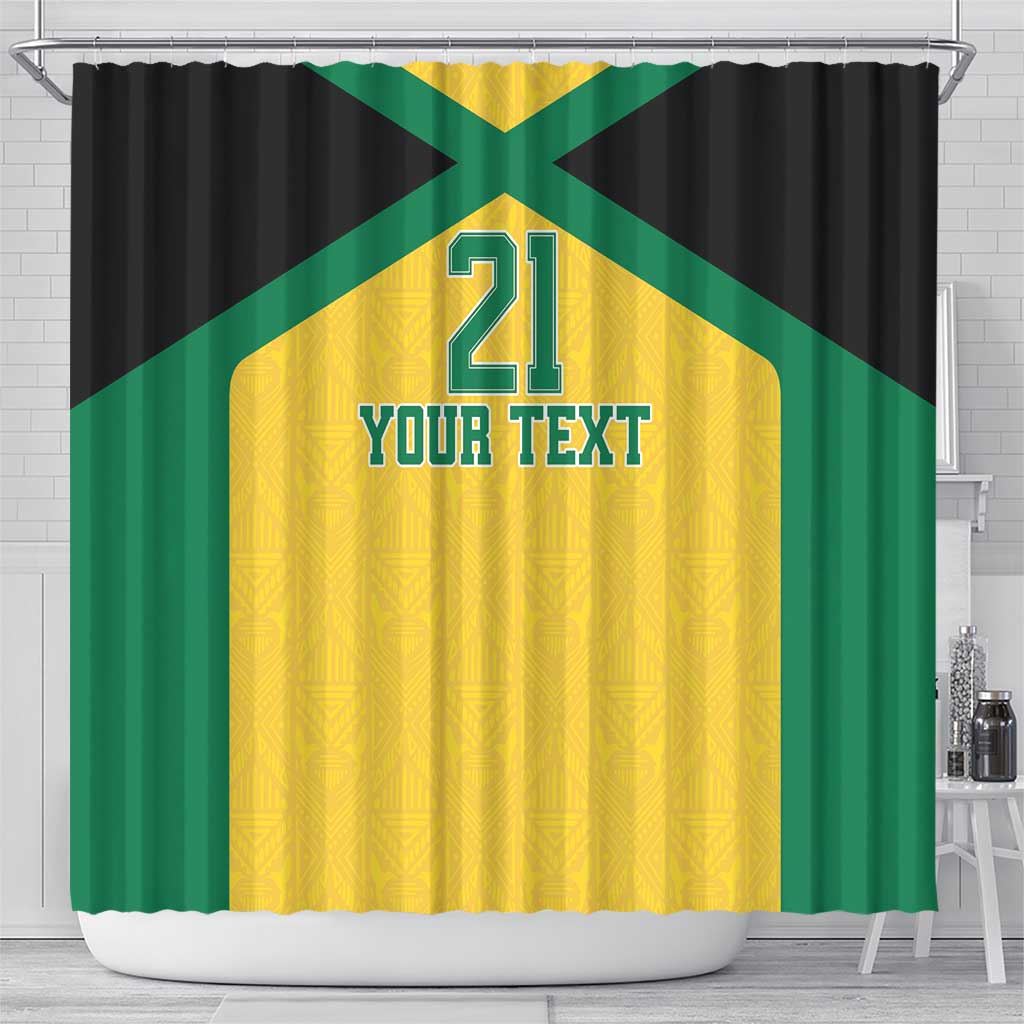 Jamaica Football Custom Shower Curtain Gold Ethnic Motifs